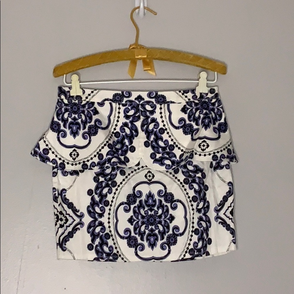 Xenia Boutique brocade Peplum Style Regal Print micro Mini skirt 12